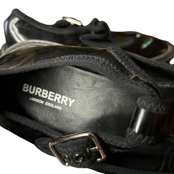 Burberry Black Patent Leather Hannie Mary Jane T-bar Flats 6 Retro Grunge Preppy - Picture 4 of 9